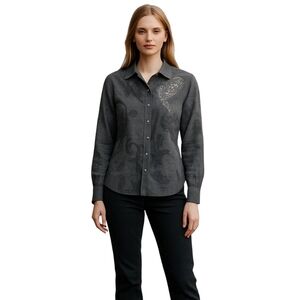 Brooks & Dunn Panhandle Slim Pearl Button Up Womens Medium Embroidery Western